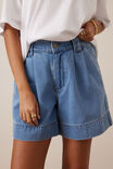 Billie Pleat Front Short, MID BLUE WASH - alternate image 4