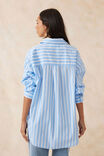 Oversized Poplin Shirt, CRISP BLUE WHITE STRIPE ORGANIC COTTON - alternate image 3