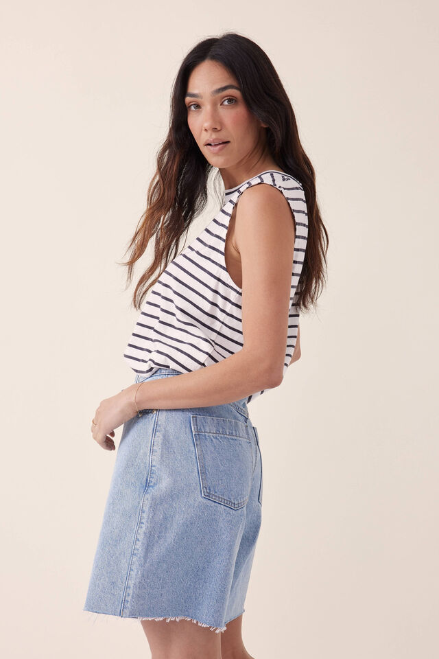 Longline Denim Short, VINTAGE BLUE