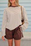 Beau Long Sleeve Slouchy Tee, MILK/BRUNETTE BROWN STRIPE - alternate image 7
