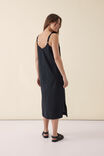 Slip Dress In Cotton Linen Blend, BLACK - alternate image 3