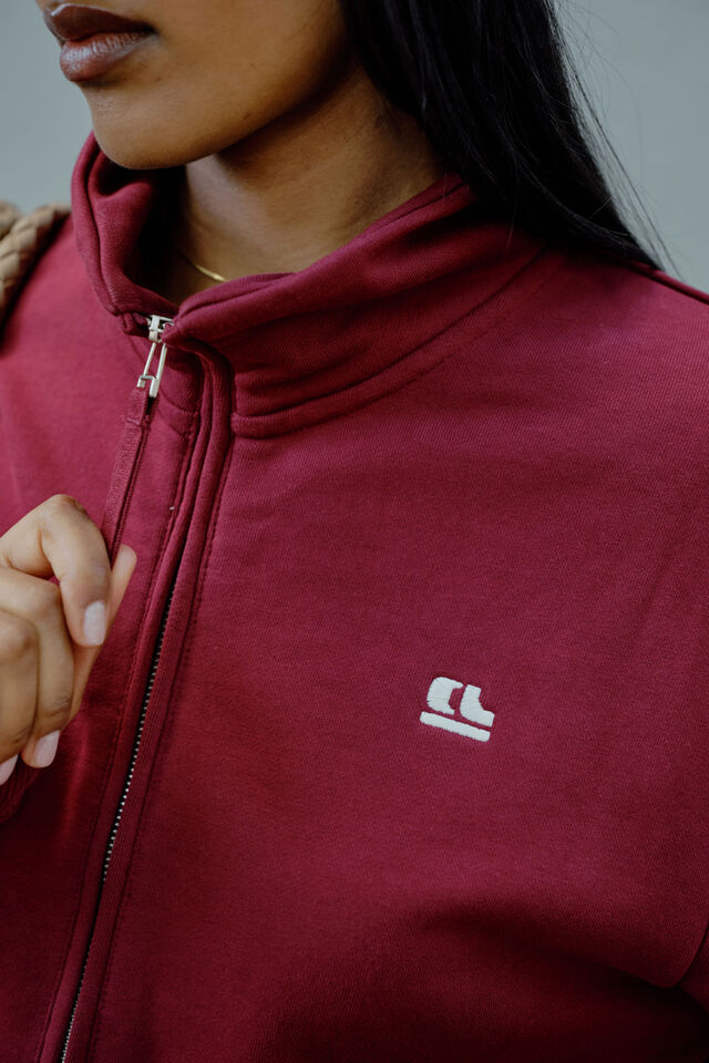 Lonny Oversized Half Zip Sweat, BURGUNDY