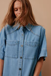 Ava Short Sleeve Mini Dress, VINTAGE BLUE - alternate image 4