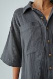 Double Cloth Shirt In Organic Cotton, SLATE