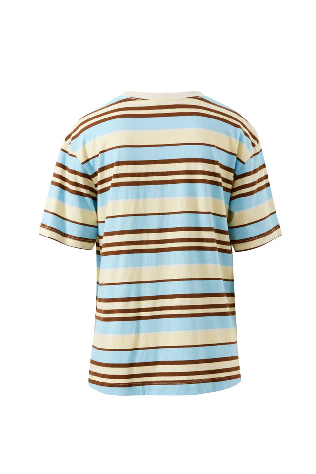 Stevie Slouchy Tee, BUTTER/TOFFEE/FRESH BLUE STRIPE