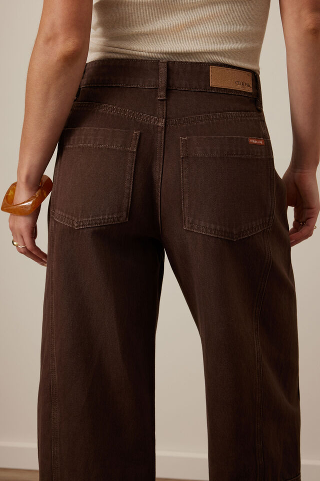 Demi Barrel Jean, CHOCOLATE