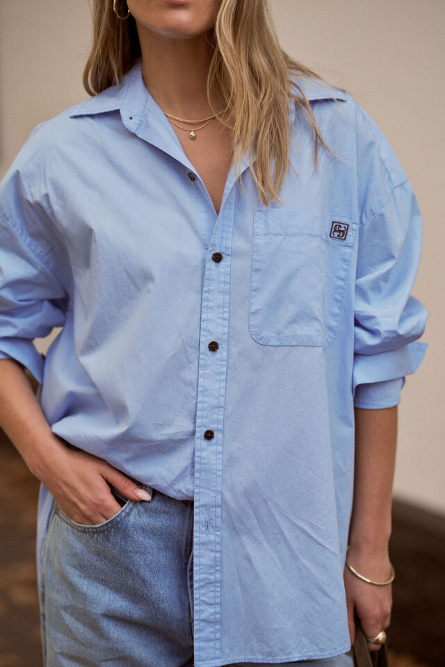 Peta Oversized Shirt, SKY BLUE