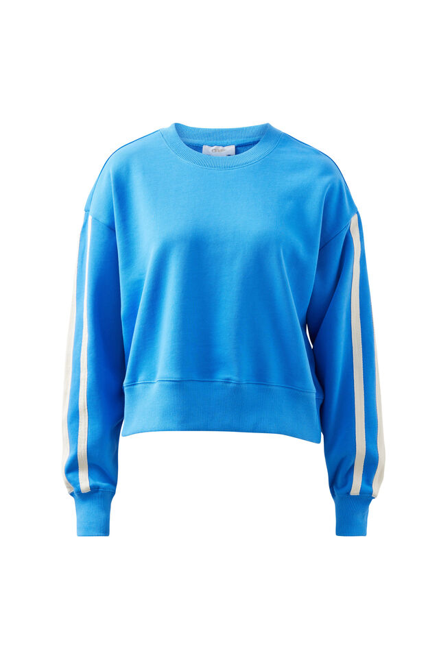 Sasha Sporty Slouchy Crew, MARINE BLUE SIDE STRIPE
