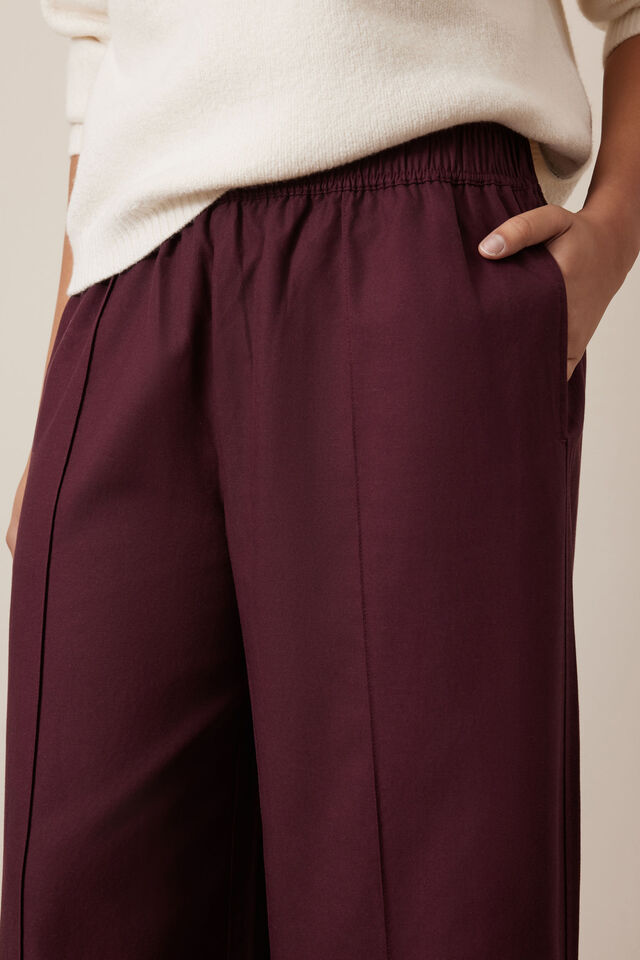 Izzie Pinstitch Pant, BURGUNDY