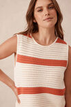 Mesh Knit Tank, EGGSHELL/WASHED RED STRIPE - alternate image 4