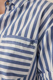 Rolled Cuff Short Sleeve Shirt, WHITE NAVY STRIPE - alternate image 7