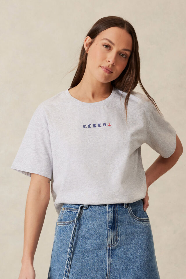 Slouchy Split Hem Tee, CLOUDE MARLE/CERES ANCHOR PRINT