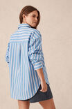 Peta Oversized Shirt, BLUE WHITE RED STRIPE ORGANIC COTTON - alternate image 3