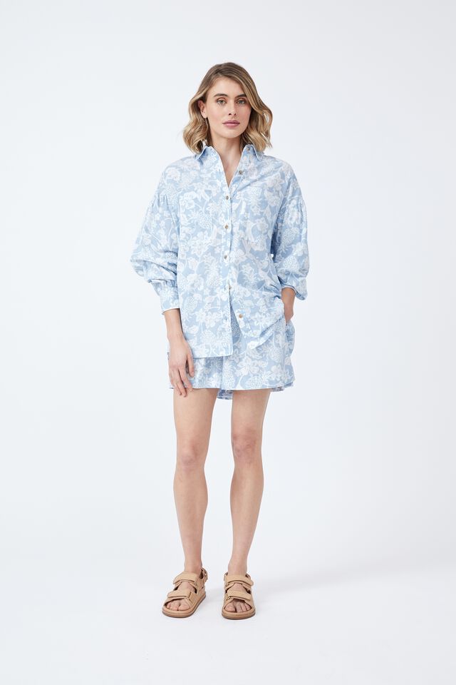 Relaxed Short In Rescue Print, BLUE PRINT
