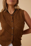 Dahlia Diamond Knit Vest, TOFFEE - alternate image 4