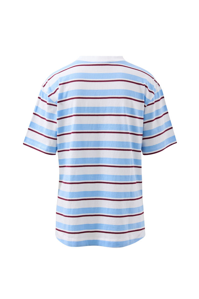 Stevie Slouchy Tee, POWDER/POMEGRANATE RETRO STRIPE