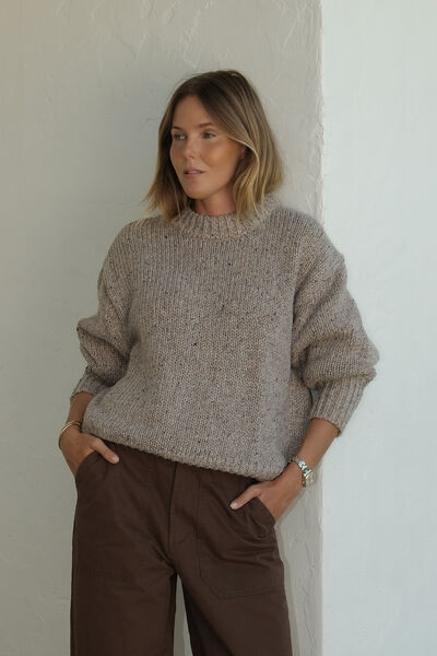 Lofty Knit Crew, TAUPE FLECK