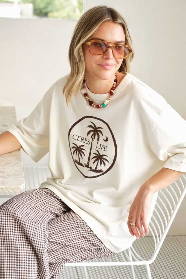 Liv Oversized Tee, SHELL/ISLAND PALMS
