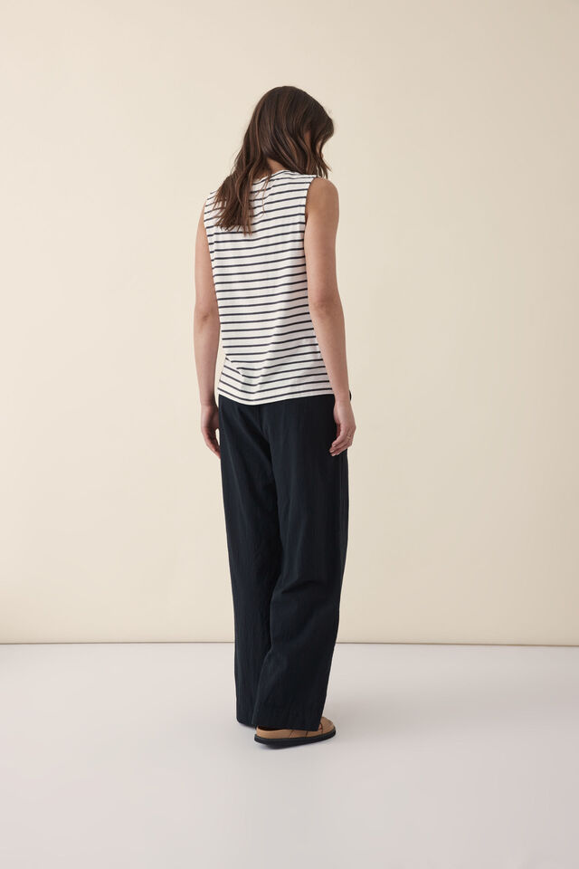 Relaxed Beach Pant, BLACK TEXTURED ORGANIC COTTON