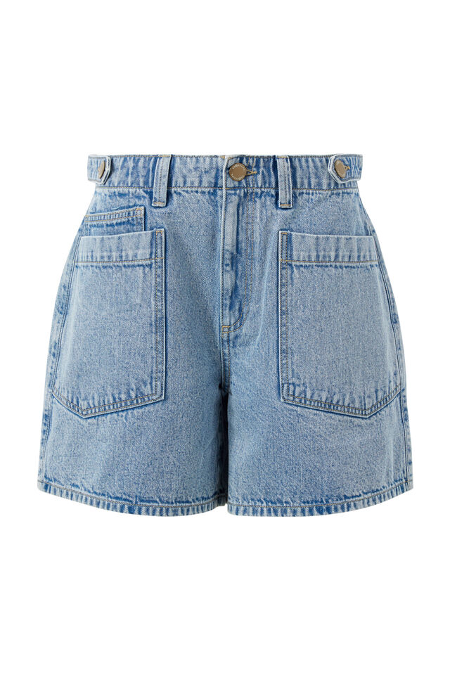 Relaxed Front Pocket Tab Short, VINTAGE BLUE