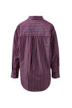 Peta Oversized Shirt, BURGUNDY WASHED NAVY STRIPE - alternate image 3
