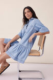 Short Sleeve Tiered Shirt Dress, VINTAGE BLUE DENIM - alternate image 5