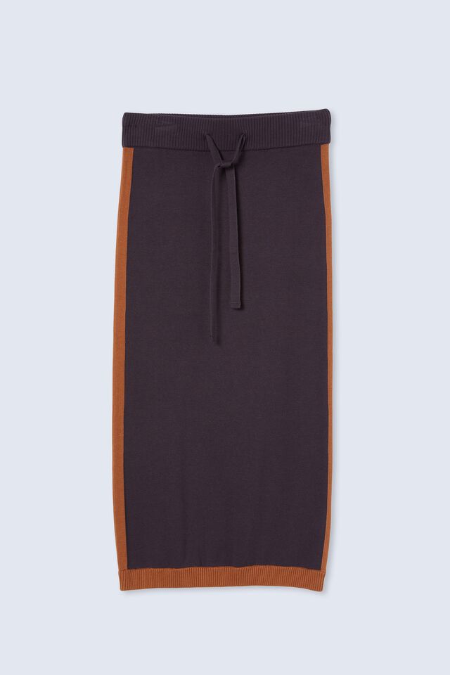 Contrast Knit Midi Skirt In Organic Cotton, INK AND GINGER