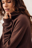 Hildie High Neck Slouchy Crew, CHOCOLATE - example image 4