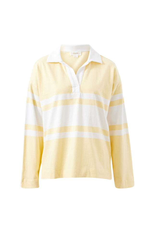 Shelby Slouchy Rugby Top, BUTTER/WHITE PLACEMENT STRIPE