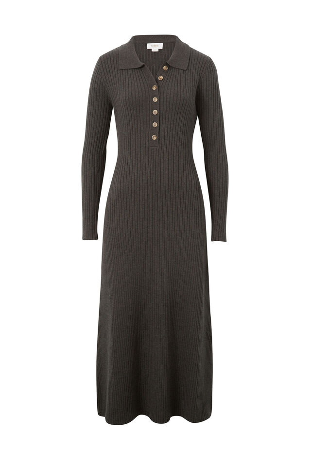 Collared Soft Knit Dress, PEPPERCORN MARLE