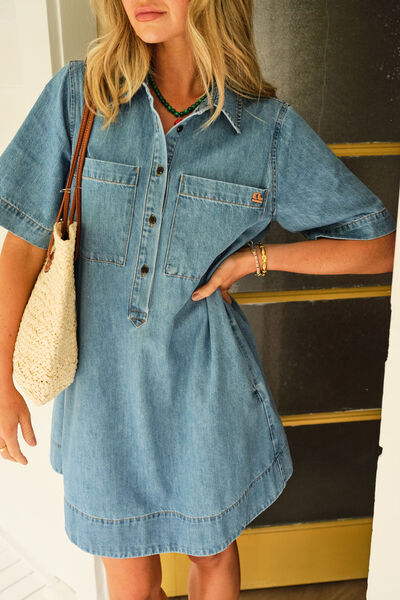 Milly Short Sleeve Mini Dress, VINTAGE BLUE