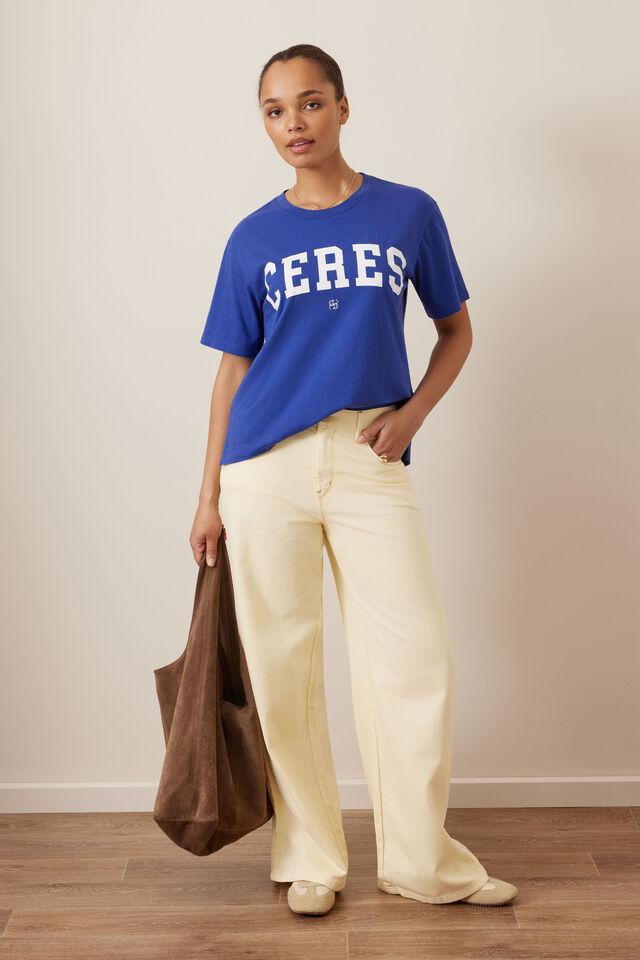 Stevie Slouchy Tee, POLO BLUE/MARSHMALLOW VARSITY