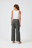 Wide Leg Pleat Front Pant In Cotton Linen Blend, MILITARY GREEN - alternate image 4