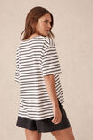 Slouchy Split Hem Tee, VANILLA /PHANTOM FINE STRIPE - alternate image 3