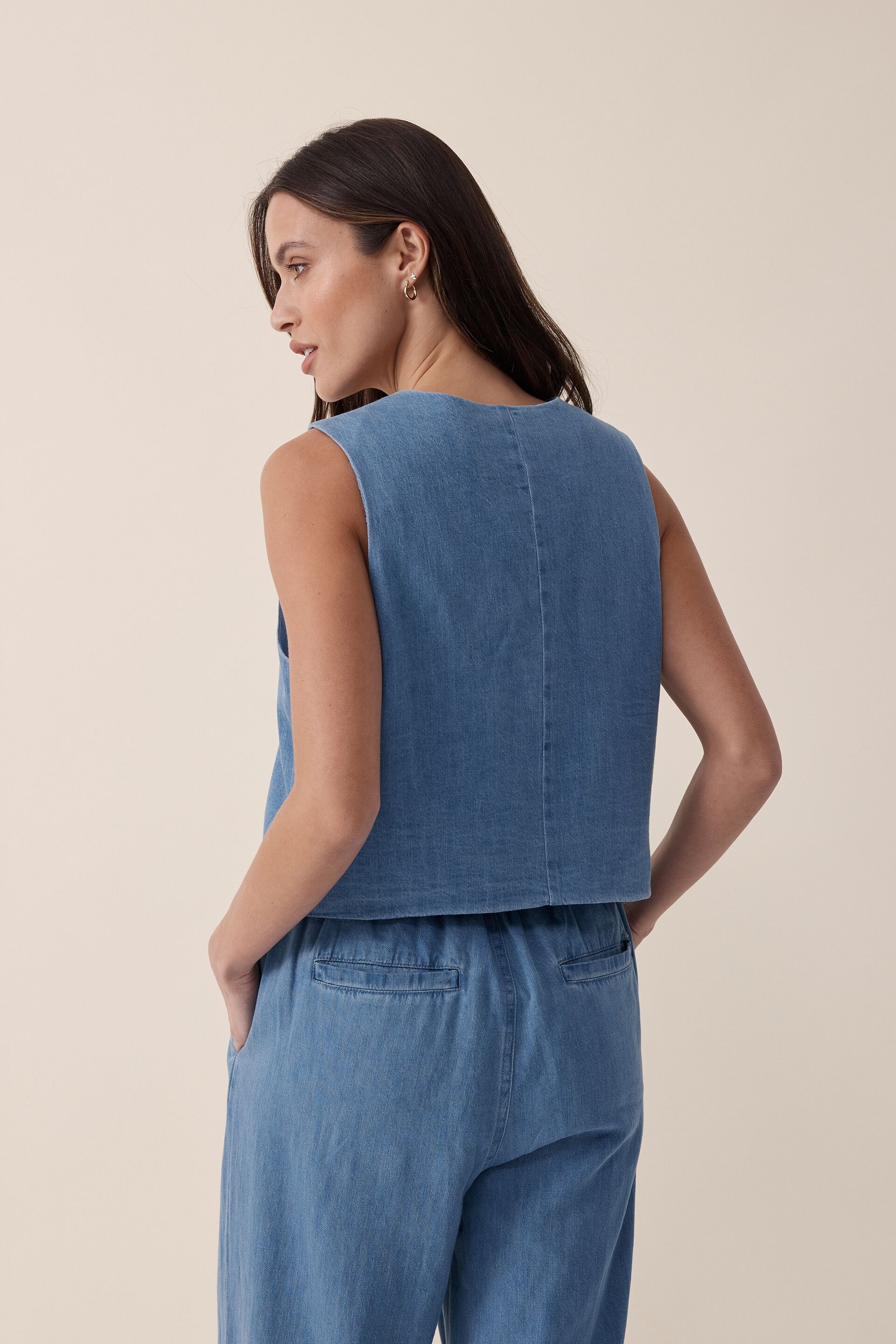 Lightweight denim vest sales