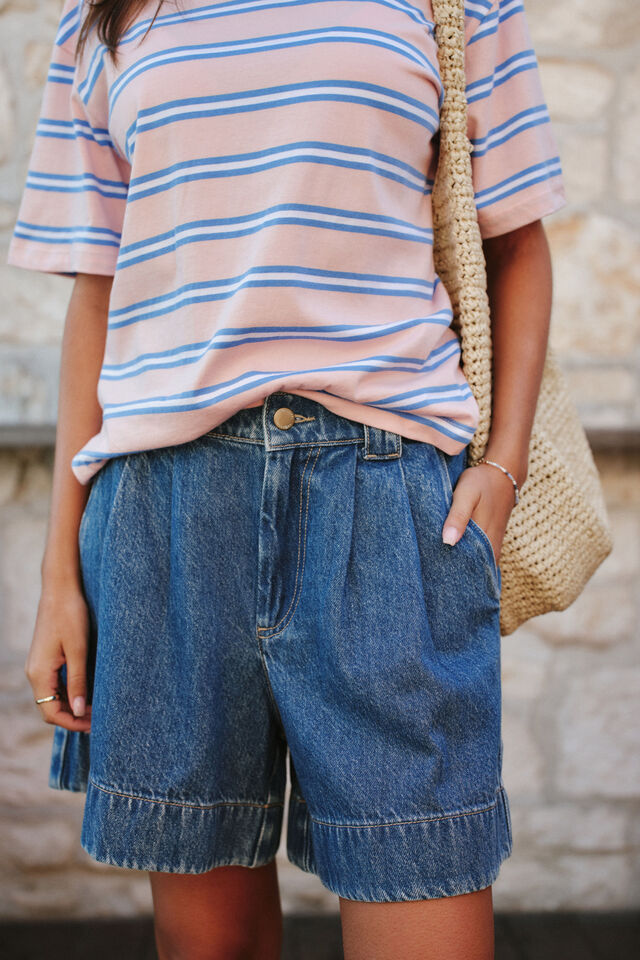 Billie Pleat Front Short, INDIGO BLUE