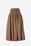Shirred Skirt In Organic Cotton Poplin, TAUPE - alternate image 2