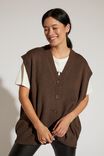Soft Knit Oversized Vest In Recycled Blend, BITTER CHOCOLATE MARLE - alternate image 1
