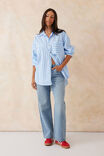 Oversized Poplin Shirt, CRISP BLUE WHITE STRIPE ORGANIC COTTON - alternate image 5