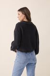 Soft Cropped Collared Cardigan In Recycled Blend, CHARCOAL MARLE - alternate image 3