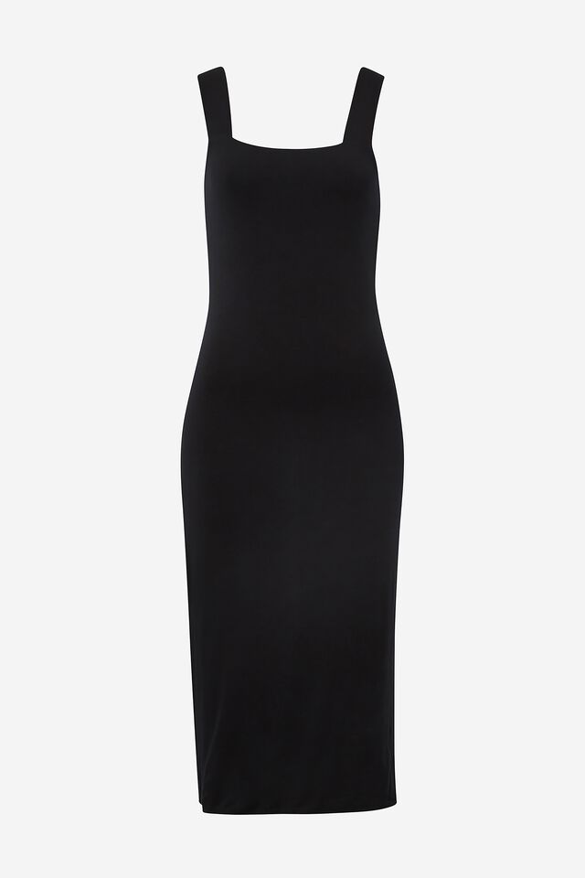Ultra Soft Midi Tank Dress, BLACK