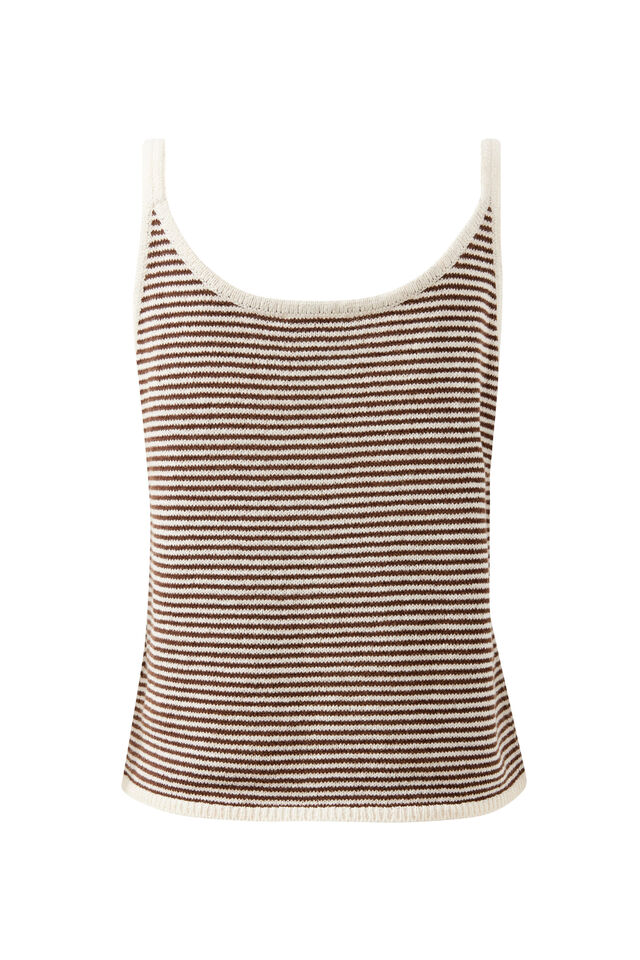 Fia Stripe Knit Tank, CHOCOLATE ECRU STRIPE