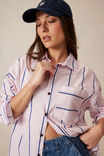 Oversized Shirt, PINK BLUE STRIPE ORGANIC COTTON - alternate image 4