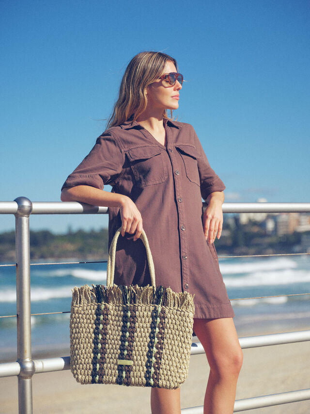 Relaxed Shirt Dress, MOCHA TWILL