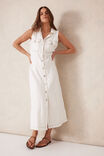 Sleeveless Panelled Midi Shirt Dress, FRESH ECRU TWILL - alternate image 1