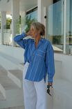 Oversized Poplin Shirt, CLASSIC BLUE AND WHITE STRIPE - alternate image 3