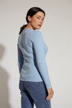 Soft Knit Henley In Recycled Blend Yarn, BLUE SHADOW MARLE - alternate image 3