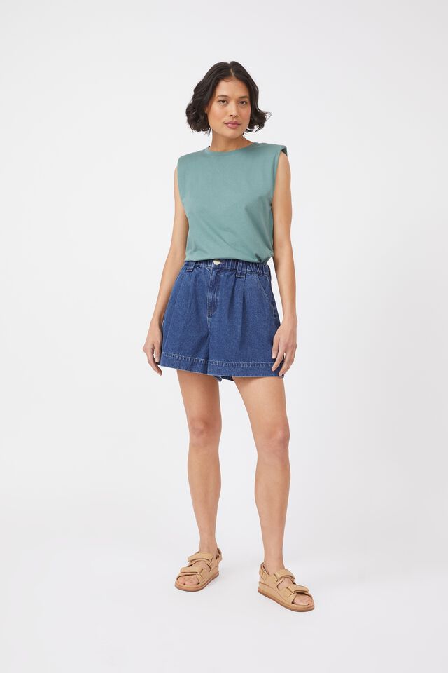 A-Line Short, INDIGO COTTON LYOCELL