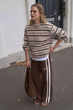 Gigi Wide Leg Terry Trackpant, CHOCOLATE SIDE STRIPE - alternate image 5