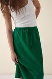 Bias Midi Skirt In Organic Cotton Linen Blend, WINTER GREEN - alternate image 5